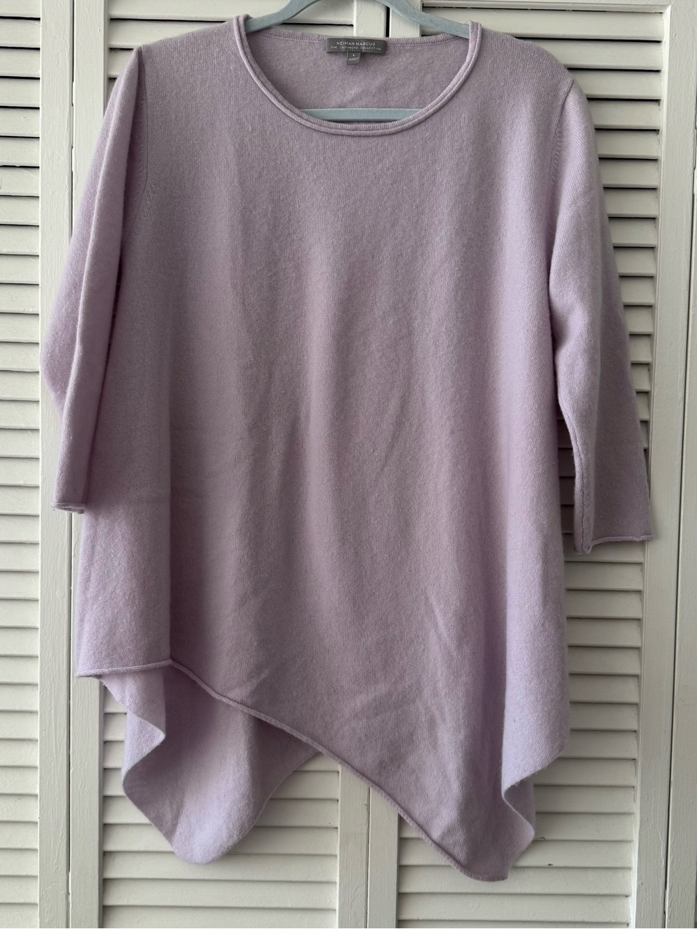 Neiman Marcus Lavender Asymmetric Cashmere Blend Sweater